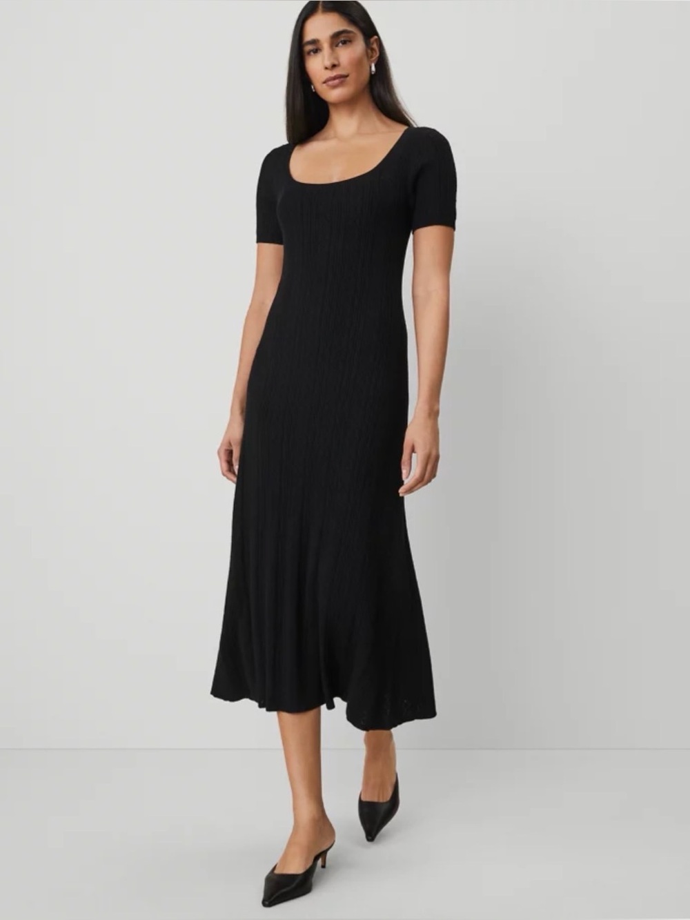 Ann Tayo Petite Scoop Neck Short-Sleeve Maxi Dress - lightly patterned and lined